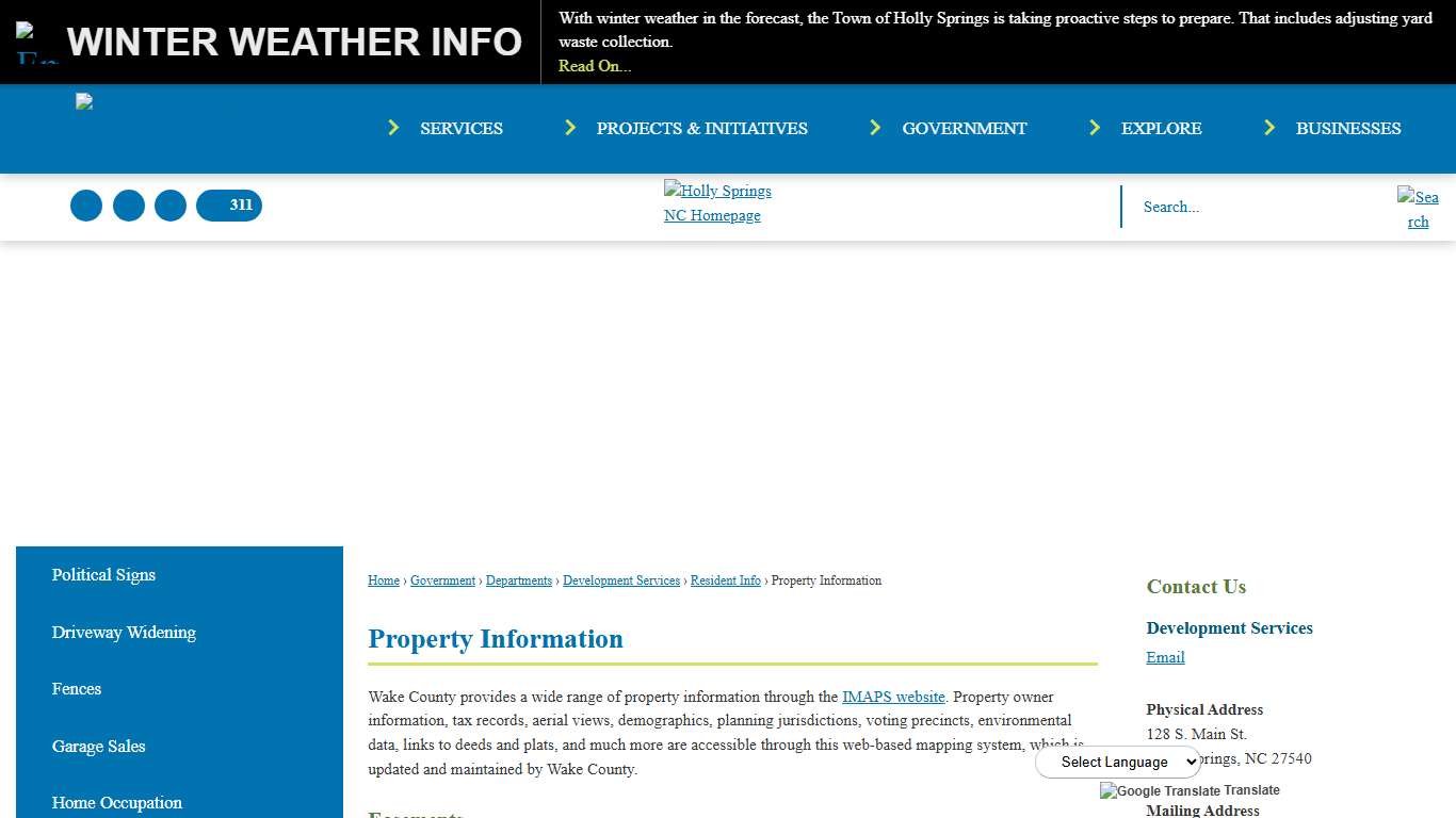 Property Information | Holly Springs, NC - Official Website